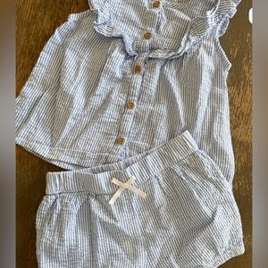H&M Baby Blue Striped 2-Piece Outfit 9–12M